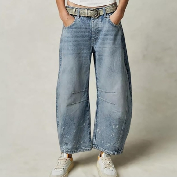 Barrel Jeans for Women High Waisted Boyfriend Baggy Wide Leg Jeans Y2K Vintage - Picture 3 of 5